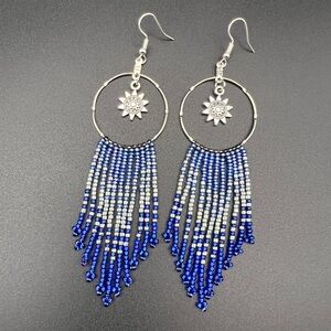 Beaded Fringe Dangle Earrings